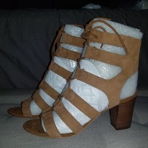 Marc Fisher Tan Suede Laced Heels
